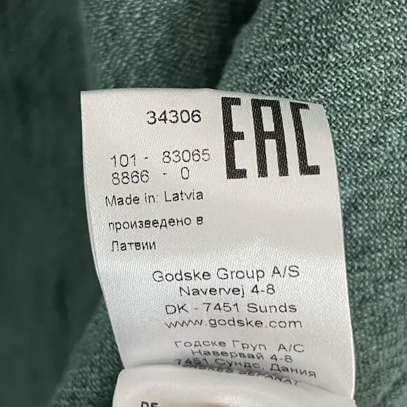 Q Neel Linen Blend Tunic Top EU 38 US 8 Sage Green Minimalist Nordic Lagenlook - Picture 8 of 10